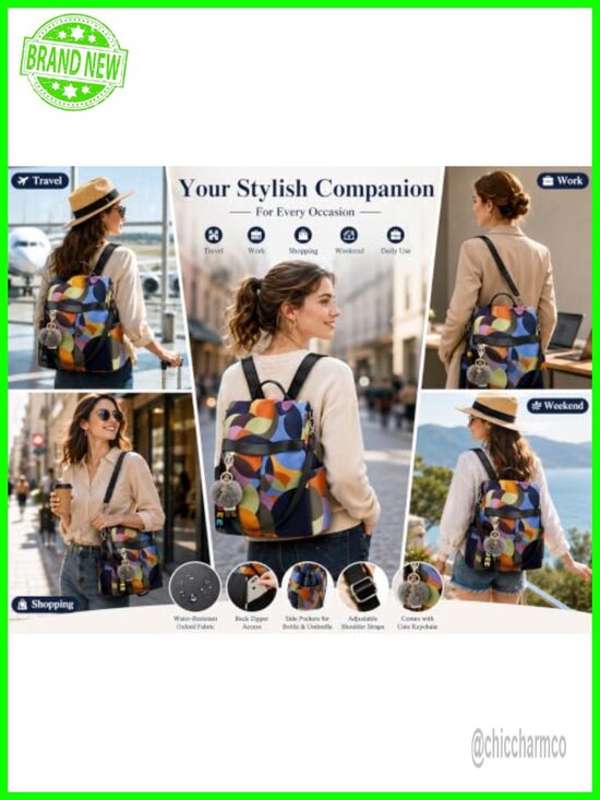 Women\'s Anti-Theft Water-Resistant Oxford Fabric Fashion Backpack Purse 3-in-1